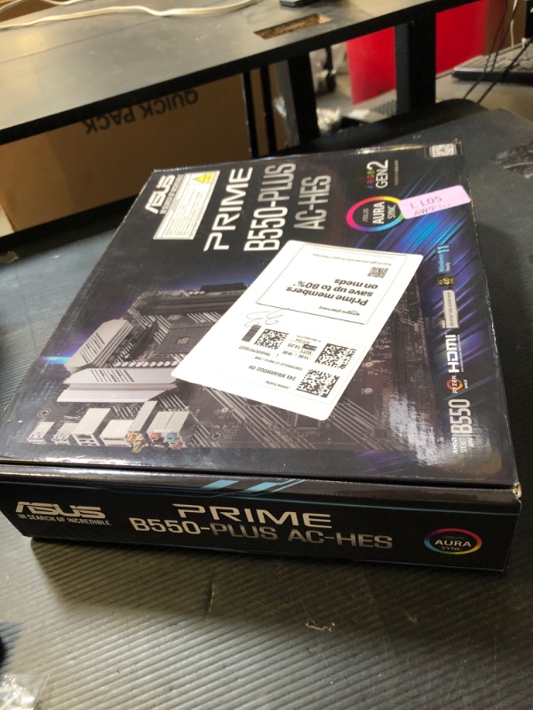 Photo 1 of ASUS Prime B550-PLUS AC-HES AMD AM4 (3rd Gen Ryzen) ATX Motherboard (Dual M.2, PCIe4.0, WIFI5, 1Gb Ethernet, SATA 6 Gbps, USB 3.2 Gen 2 Type-C, Front USB 3.2 Gen 1 Type-C and CEC Tier II Ready)