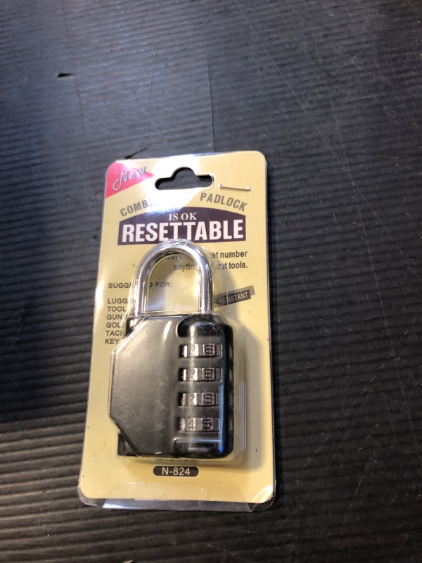 Photo 1 of SUTOUG Combination Lock Waterproof 4 Digit Padlocks with Combination Code, Zinc Alloy Combination Lock for Door, Tool Boxes, Schools, Gym, Garden, Fences, Reel Cabinet & Storage, Black (1PCS)