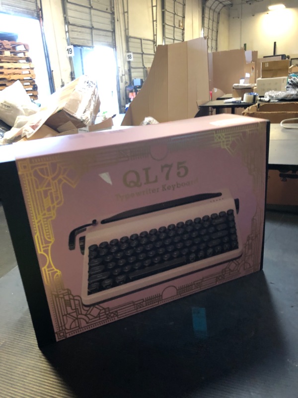 Photo 1 of YUNZII QL75 Wireless Typewriter Hot Swap Retro Mechanical Keyboard,Punk Round Keycaps,RGB Backlit QMK/VIA Programmable,Multi-Device Keyboard with 2.4GHz/Type-C/BT5.0 (Pink, Cocoa Cream V2 Switch)