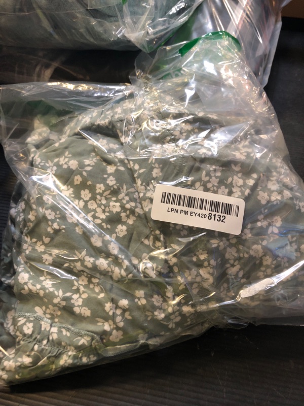 Photo 1 of LYANER Women's 2 Piece Outfits Floral Off Shoulder Tie Up Crop Top and Mini Skirt Set Green X-Large