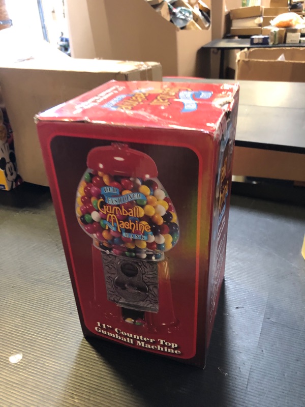 Photo 1 of Vintage Gumball Machine - 11-Inch Retro-Style, Coin-Operated Cast Metal Vending Machine with Glass Globe and Free Spin by Great Northern Popcorn (Red)