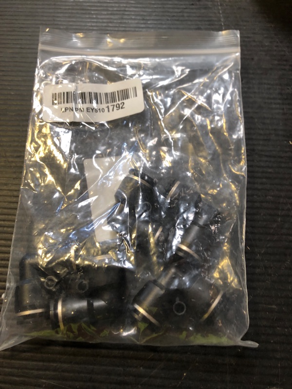 Photo 1 of ROZESAZZ 3/8" Push Elbow Union, 10 Pack, Black, Plastic & Stainless Steel, Air Fitting, Push-to-Connect Tube Fittings