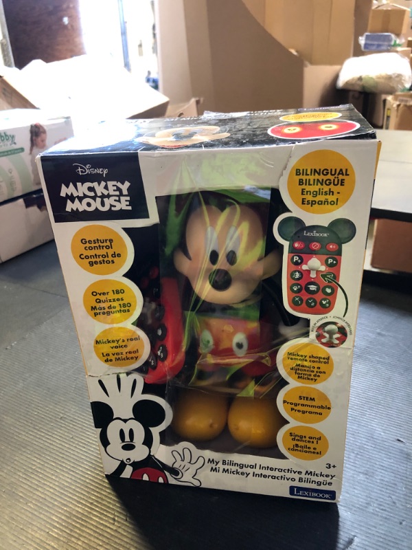 Photo 1 of LEXiBOOK - Disney - Bilingual Mickey Robot - English/Spanish, 100 Educational quizzes, Light Effects, Dance, programmable, Articulated, Black/red - MCH01i2