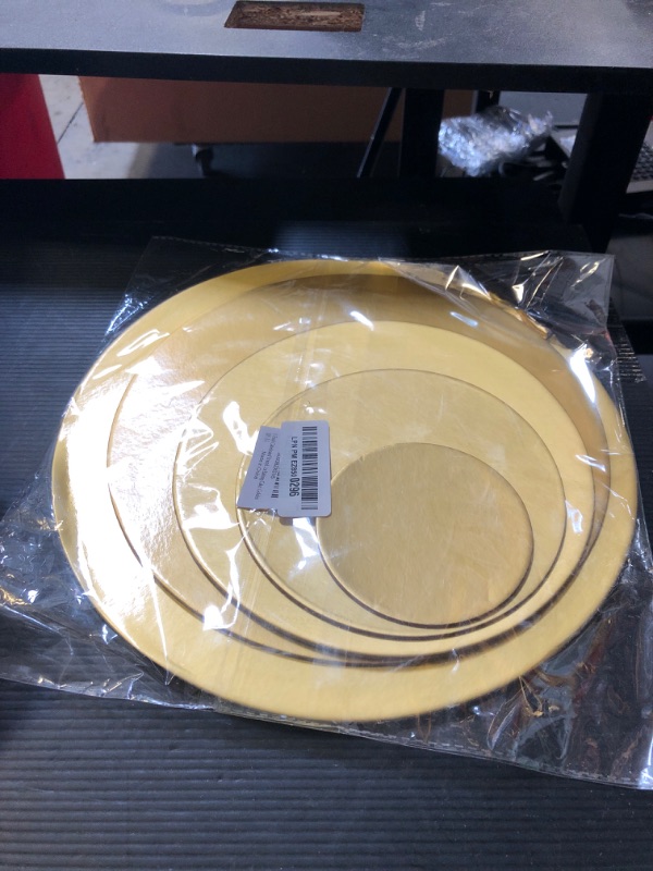 Photo 1 of 5 Pack Cakeboard Round, 4, 6, 8, 10, 12 Inch Cake Base Cardboards, Round Cake Circles, 1 of Each Size, Set for Baking Cake, Golden