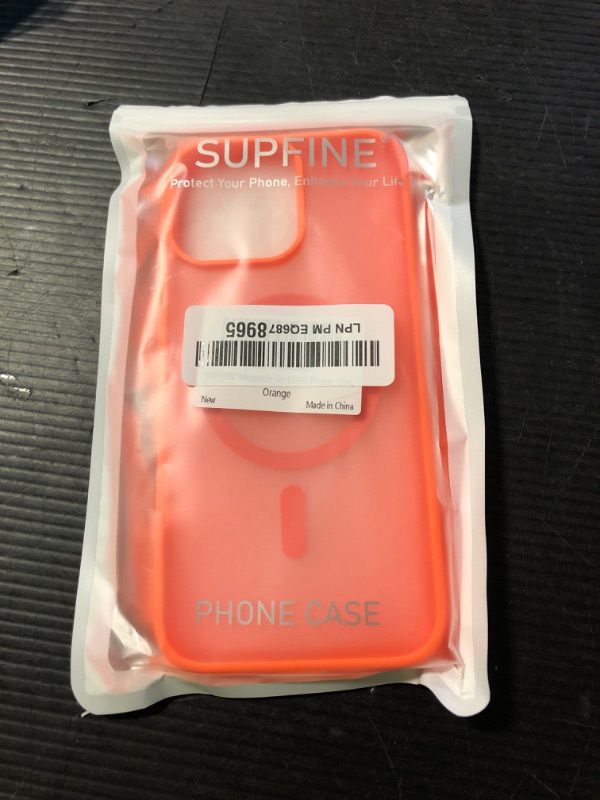 Photo 1 of SUPFINE Magnetic for iPhone 16 Pro Max Case (Compatible with MagSafe) (Military Grade Drop Protection) Slim Translucent Matte Shockproof with Anti-Fingerprint Phone Case,Orange