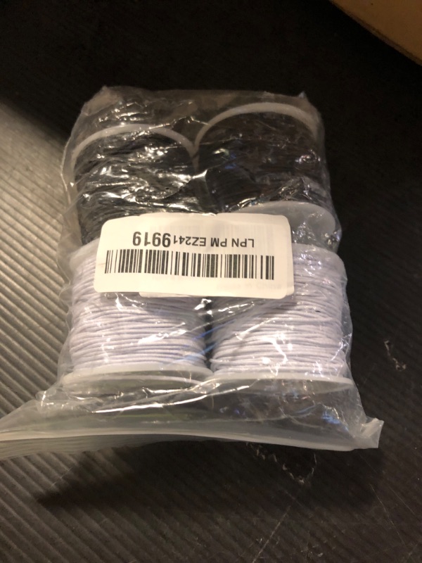 Photo 1 of Stretchy String for Bracelets, 4 Rolls 1 mm Sturdy Elastic String Elastic Cord for Jewelry Making, Necklaces, Beading (2 Black+ 2 White)