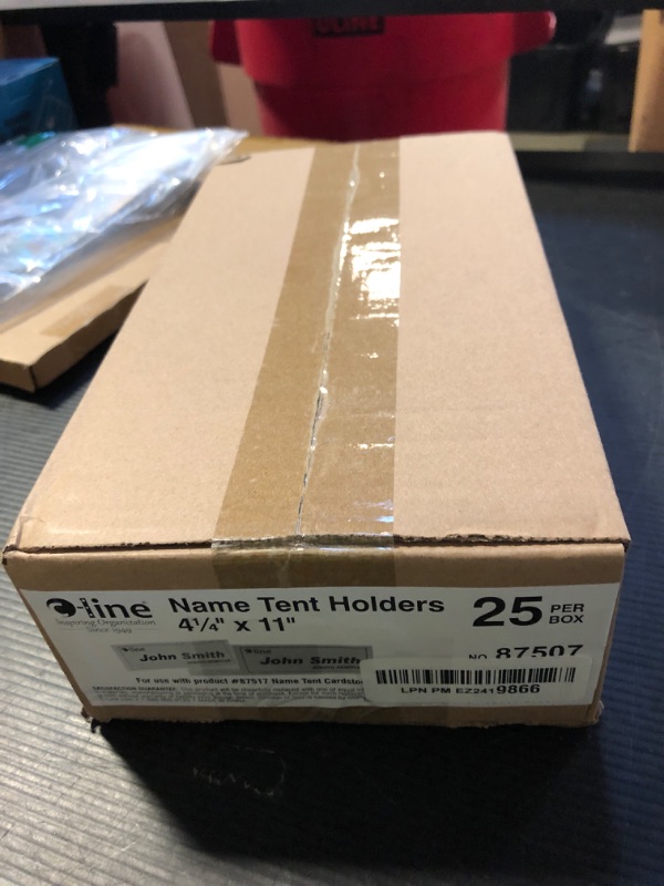 Photo 1 of C-Line Plastic Name Tent Holders, 4-1/4 x 11 Inches, Clear, Pack of 25 (87507)