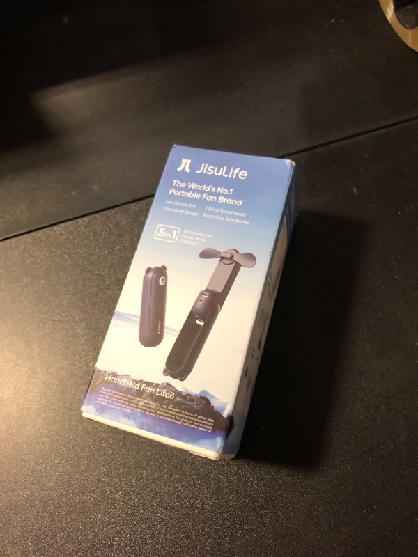 Photo 1 of JISULIFE Handheld Mini Fan, 3 IN 1 USB Rechargeable Portable Fan [12-19 Working Hours] with Power Bank, Flashlight, Pocket Design for Travel/Summer/Concerts/Lash, Gifts for Women (Dark Blue)