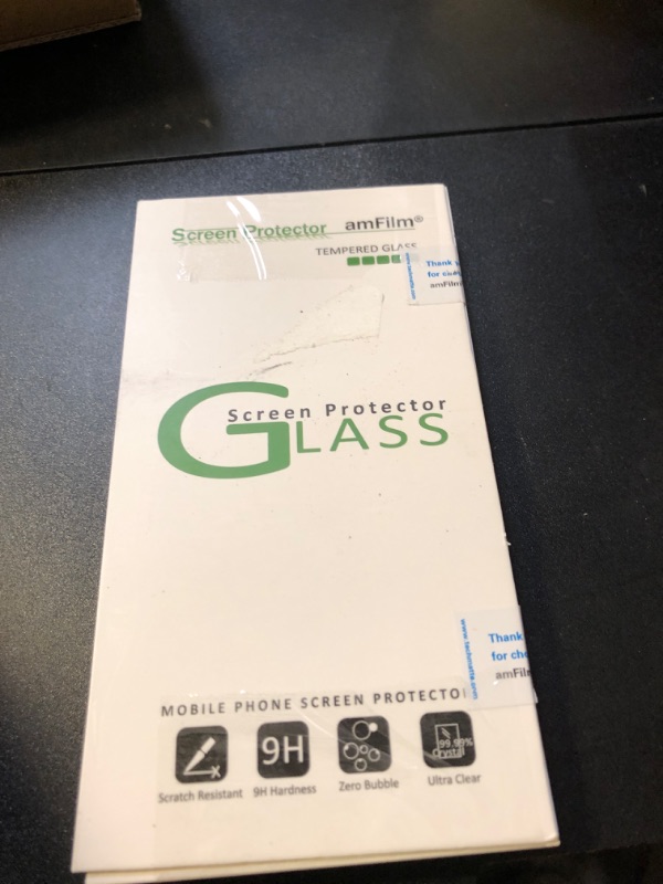 Photo 1 of amFilm Glass Screen Protector Compatible for iPhone 12, iPhone 12 Pro Display with Easy Installation Tray, Glass, 3 Pack