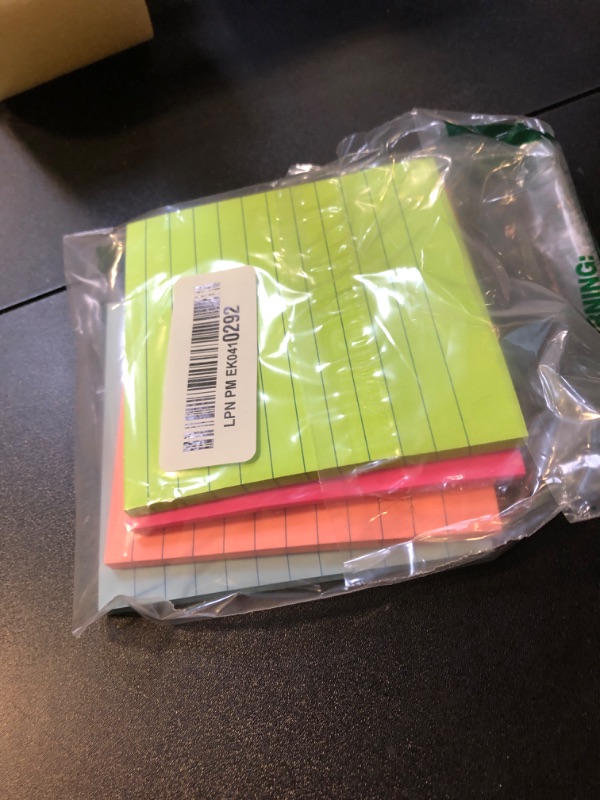 Photo 1 of (8 Pack) Lined Sticky Notes 4x4 Bright Stickies Colorful Super Sticking Power Memo Pads, 8 Colors, Strong Adhesive