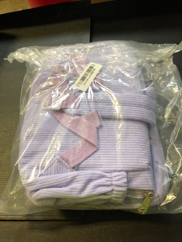 Photo 1 of Dansydaisy Corduroy School Backpack Set Preppy Book Backpack and Lunch Bag with Crochet Flower for Girl Back to School Gift(Purple)