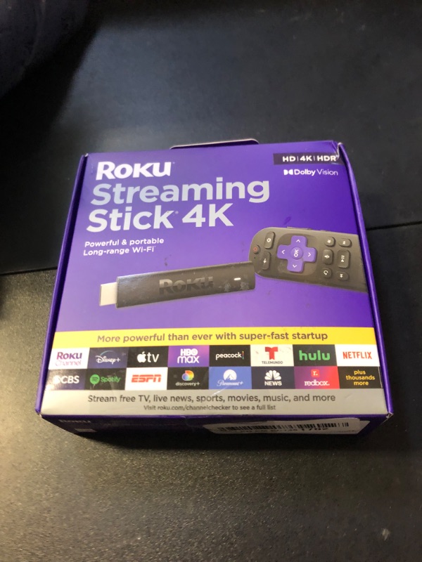 Photo 1 of Roku Streaming Stick 4K - HDR & Dolby Vision Roku Streaming Device for TV with Voice Remote & Long-Range Wi-Fi - Free & Live TV