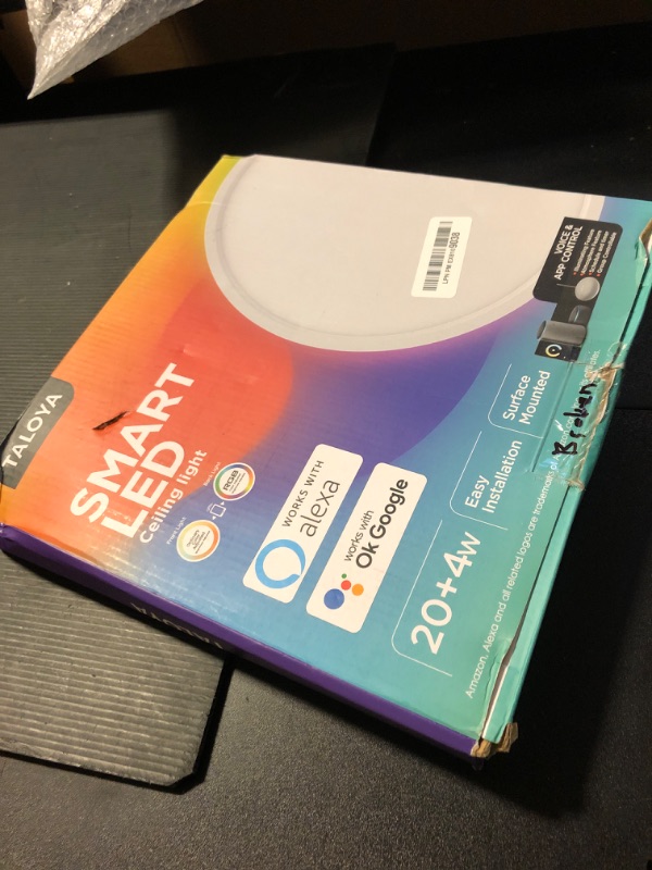 Photo 1 of TALOYA Work with Apple Homekit/Siri Smart LED Flush Mount Ceiling Light, 12inch 24W Dimmable 3000-6500K Light Fixture White, RGB Color Changing Light for Living Room, Bedroom, Kitchen