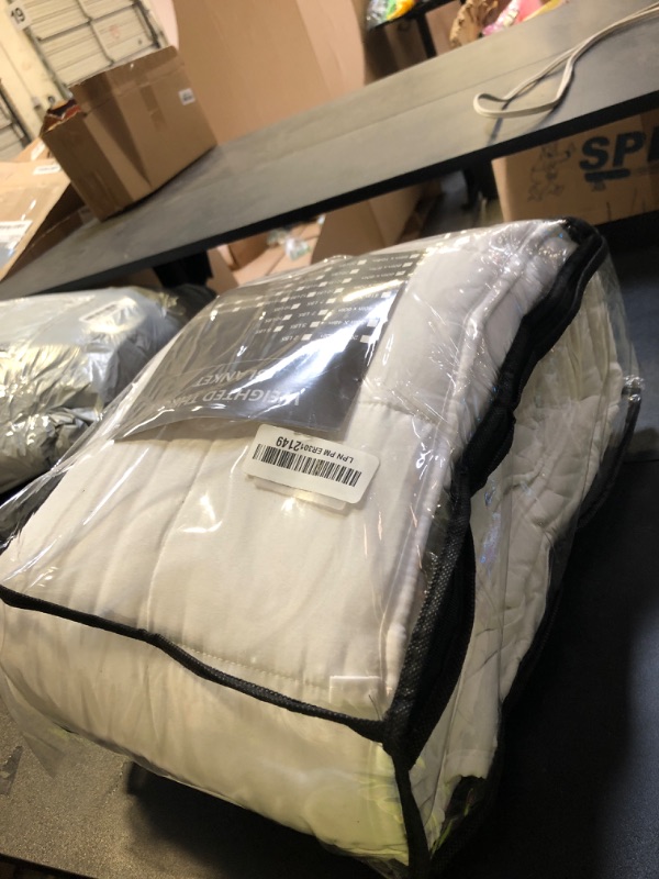 Photo 1 of yescool Weighted Blanket for Adults (20 lbs, 60” x 80”, White) Cooling Heavy Blanket for Sleeping Perfect for 190-210 lbs, Queen Size Breathable Blanket with Premium Glass Bead, Machine Washable