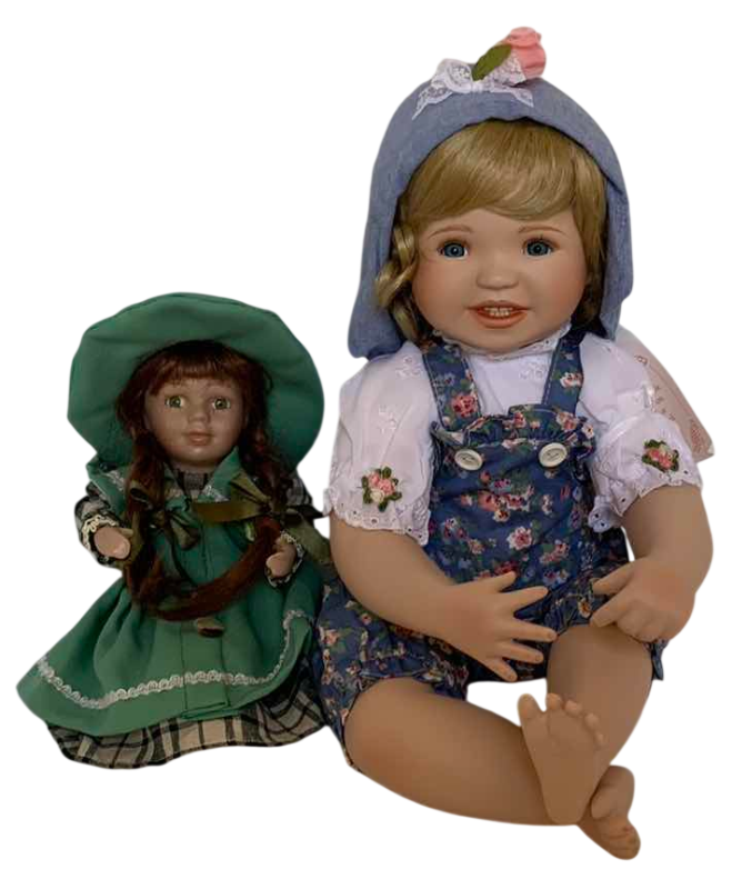 Photo 1 of HAMILTON COLLECTION BOBBIE JO PORCELAIN DOLL (1996) 11”H & IRISH GIRL PORCELAIN DOLL 7”H