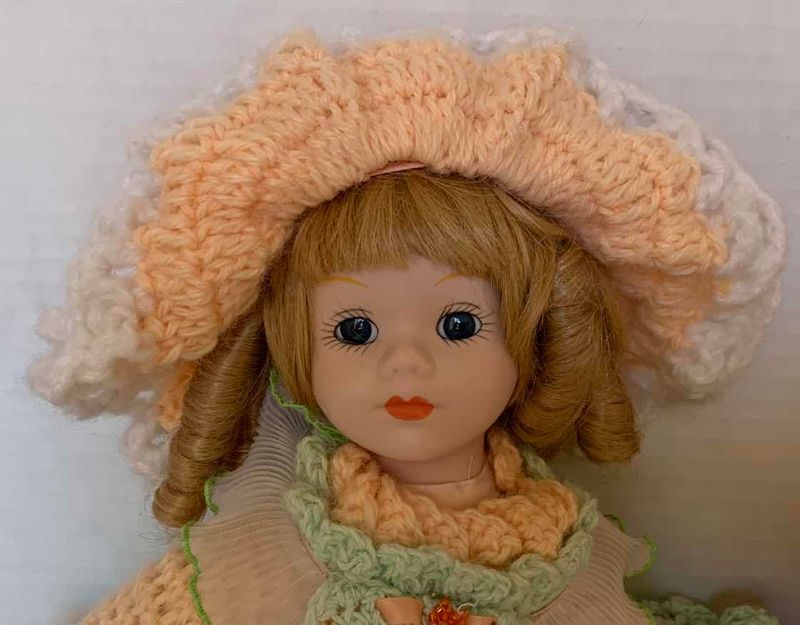 Photo 1 of PORCELAIN DOLLS WITH CROCHET DRESSES 14”H
