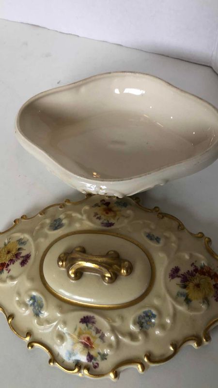 Photo 1 of CREME CONCORD FINE CHINA OVAL BOWL WITH LID 9”