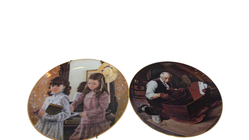 Photo 1 of NORMAN ROCKWELL “GRAND PA’S GIFT” AND “SCHOOL DAYS” COLLECTIBLE PLATES
