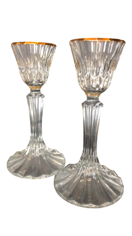 Photo 1 of VINTAGE CRISTAL D’ARQUES-DURAND FRENCH CRYSTAL CANDLE STICK HOLDERS 7”