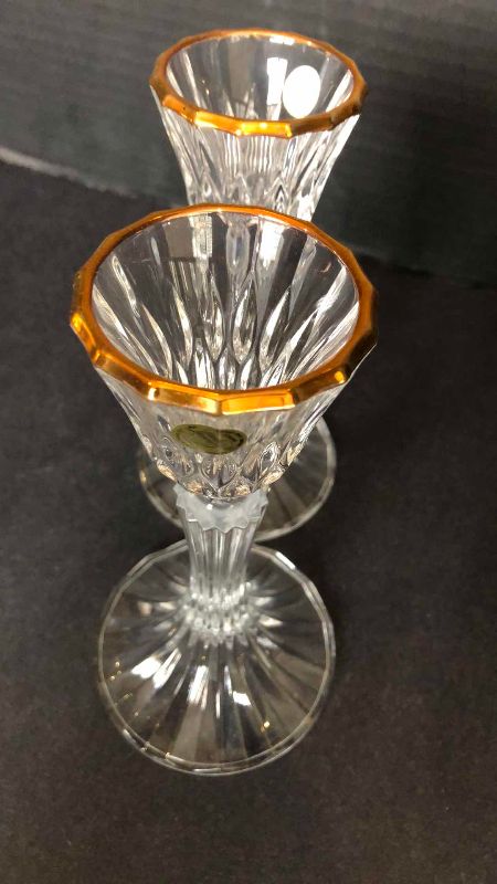 Photo 1 of VINTAGE CRISTAL D’ARQUES-DURAND FRENCH CRYSTAL CANDLE STICK HOLDERS 7”