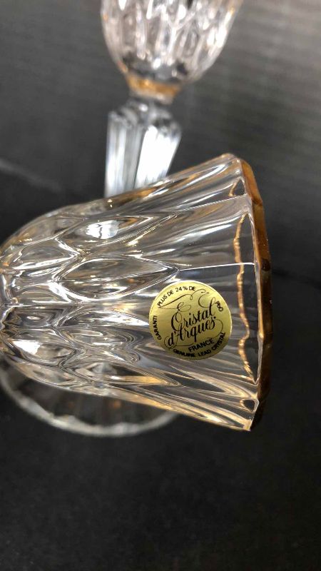 Photo 1 of VINTAGE CRISTAL D’ARQUES-DURAND FRENCH CRYSTAL CANDLE STICK HOLDERS 7”