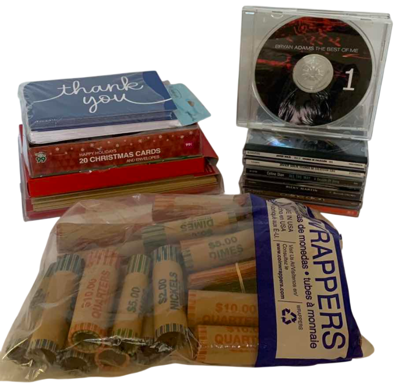 Photo 1 of CHRISTMAS & THANK YOU CARDS, MUSIC CD'S & COIN WRAPPERS