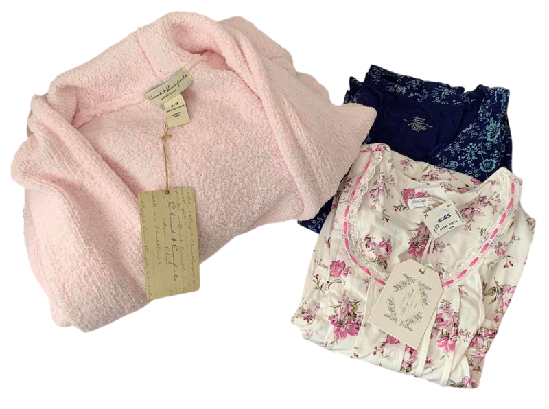 Photo 1 of NWT PINK BATH ROBE SIZE S/M, NWT BODY TOUCH NIGHTGOWN SIZE S & ADONNA NIGHTGOWN SIZE 8-10/M