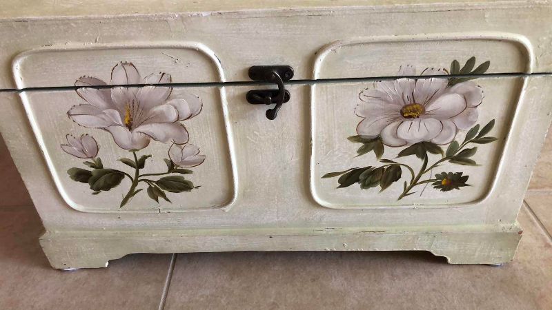Photo 1 of DECORATIVE FLORAL STORAGE CHEST 21” X 13” H 14”