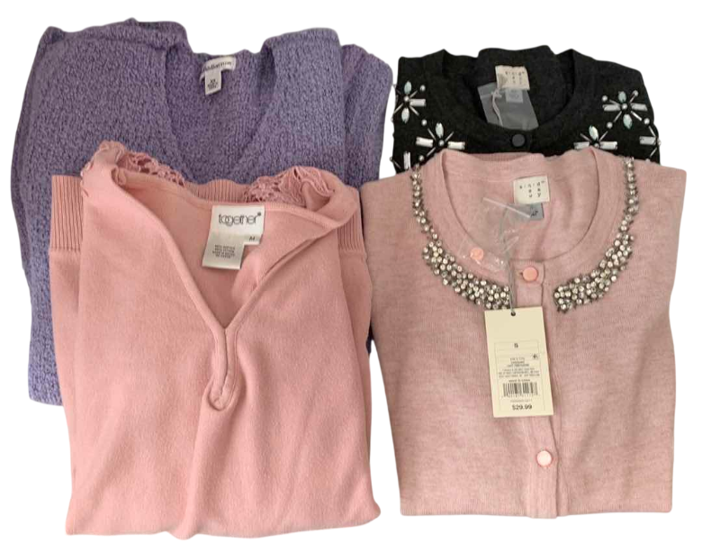 Photo 1 of NWT LONG SLEEVE CARDIGANS (2), LONG SLEEVE TOP & SWEATER SIZE XS-M