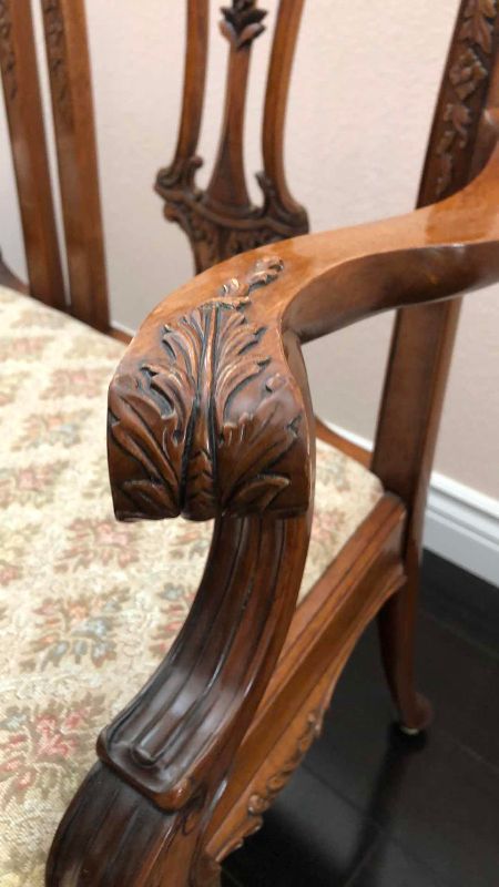 Photo 1 of VINTAGE HAND CARVED CHIPPENDALE MAHOGANY DOUBLE CHAIR SETTLE SEAT WITH CLAW FEET 46” X 21” H 41”