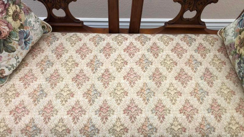 Photo 1 of VINTAGE HAND CARVED CHIPPENDALE MAHOGANY DOUBLE CHAIR SETTLE SEAT WITH CLAW FEET 46” X 21” H 41”