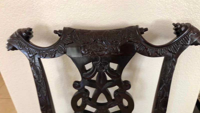 Photo 1 of GEORGE III STYLE CARVED MAHOGANY SIDE CHAIR WIDE CLAW FEET