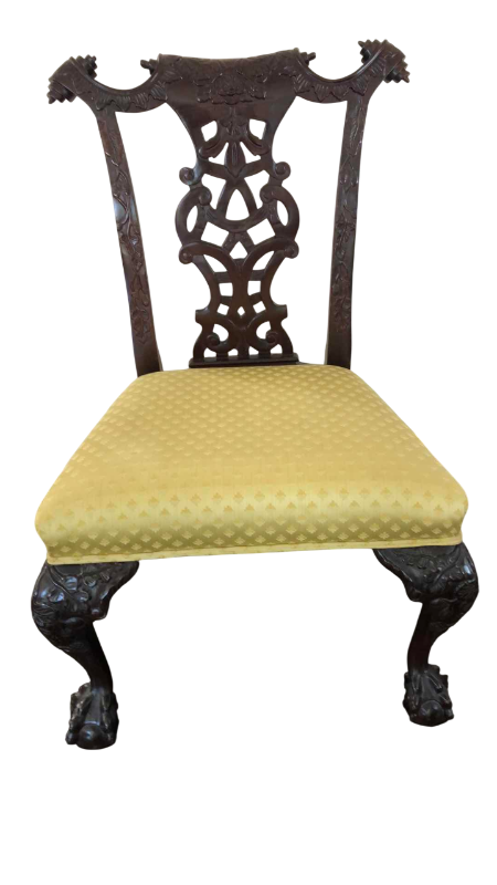 Photo 1 of GEORGE III STYLE CARVED MAHOGANY SIDE CHAIR WIDE CLAW FEET