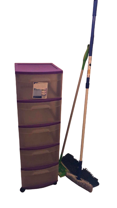 Photo 1 of FIVE DRAWER STORAGE CABINET WITH WHEELS AND HARD FLOOR CLEANING TOOLS