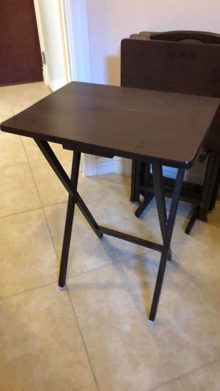 Photo 1 of FOUR TELEVISION TRAYS WITH HOLDER