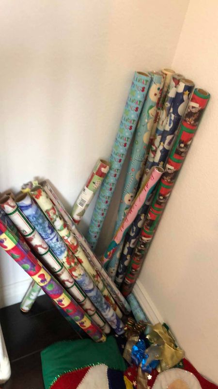 Photo 1 of CHRISTMAS WRAPPING AND A LARGE FELT SANTA CLAUS