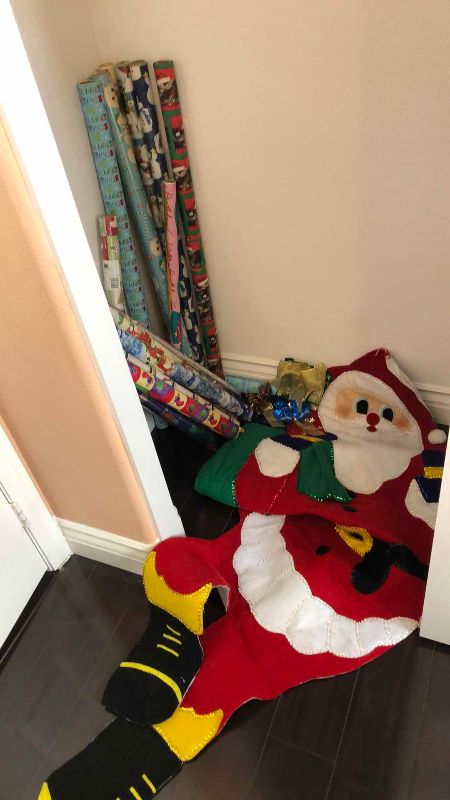 Photo 1 of CHRISTMAS WRAPPING AND A LARGE FELT SANTA CLAUS