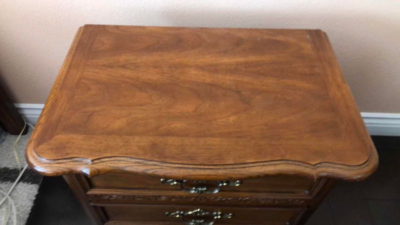 Photo 1 of STANLEY FRENCH PROVINCIAL STYLE THREE DRAWER NIGHTSTAND 26” X 19” H 26”