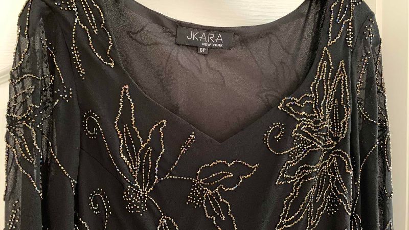 Photo 1 of JKARA BEADED BLACK DRESS SIZE 6P