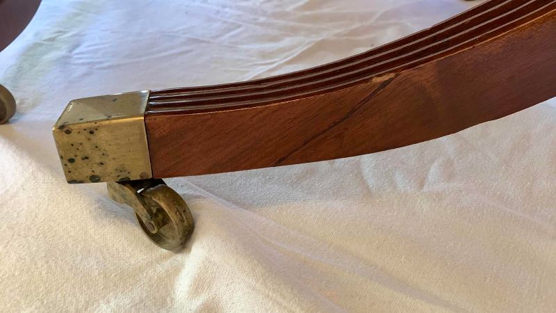 Photo 1 of VINTAGE GEORGIAN STYLE INLAID BLONDE MAHOGANY DOUBLE PEDESTAL DINING TABLE 76” X 41” X 30”H MAITLAND & SLASCOE