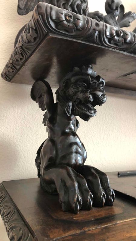 Photo 1 of ANTIQUE 19TH CENTURY HAND CARVED WALNUT ITALIAN FIGURAL SIDEBOARD RENAISSANCE VAISSELIER 73" X 27' H 103"