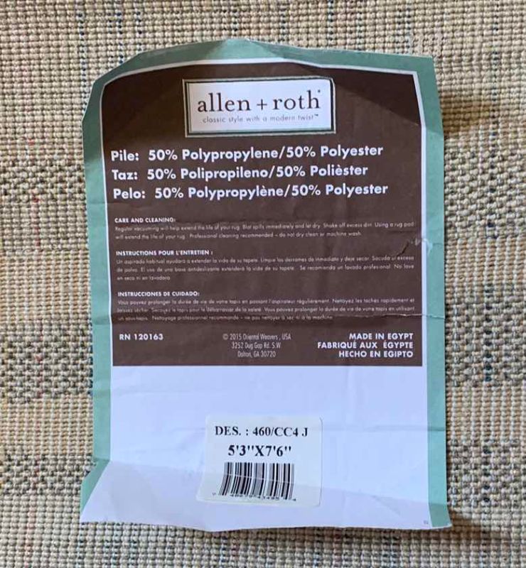 Photo 1 of ALLEN + ROTH RUG 5’ 3” X 7’ 6”