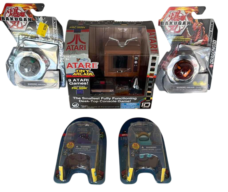 Photo 1 of ATARI TINY ARCADE, BAKUGAN MYTHIC PACKS (2) & AMONG US CREWMATE FIGURES (2)