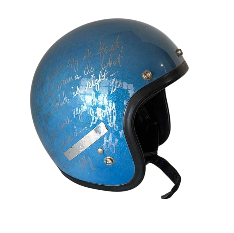Photo 1 of 1970S VINTAGE BLUE OPEN FACE HELMET SIZE L