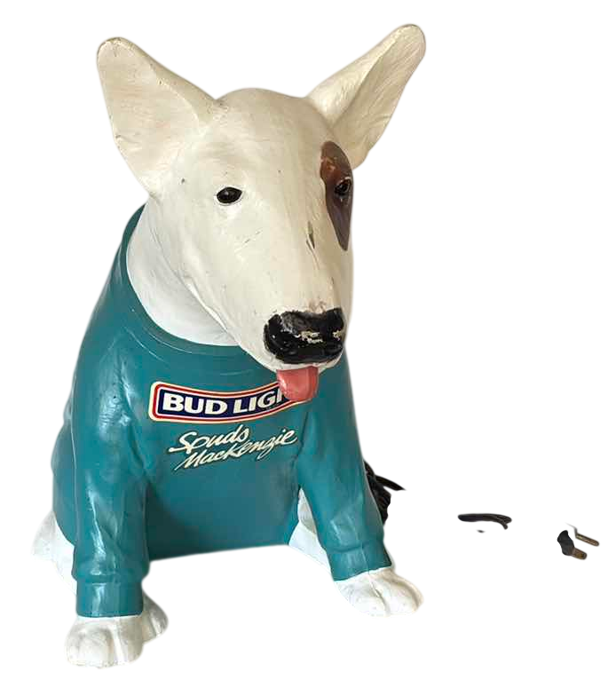 Photo 1 of 1987 VINTAGE SPUDS MACKENZIE BUD LIGHT MASCOT LAMP 15”H