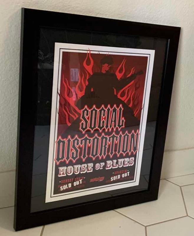 Photo 1 of SOCIAL DISTORTION HOUSE OF BLUES MIKE NESS FRAMED POSTER 23" X 18"