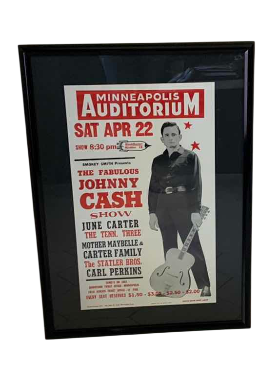 Photo 1 of "THE FABULOUS JOHNNY CASH SHOW" 1967 FRAMED CONCERT POSTER 29" X 21"