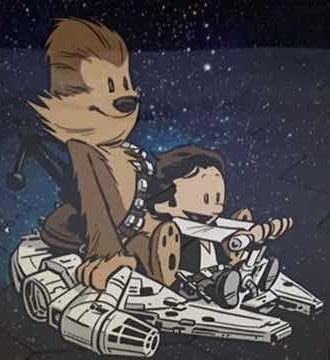 Photo 1 of "NEW ADVENTUES AWAKEN" STAR WARS/CALVIN HOBBES MASHUP POSTER 20" X 14"