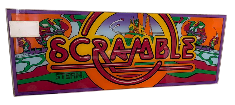 Photo 1 of "SCRAMBLE VIDEO GAME GLASS ARTWORK 23" X 9"