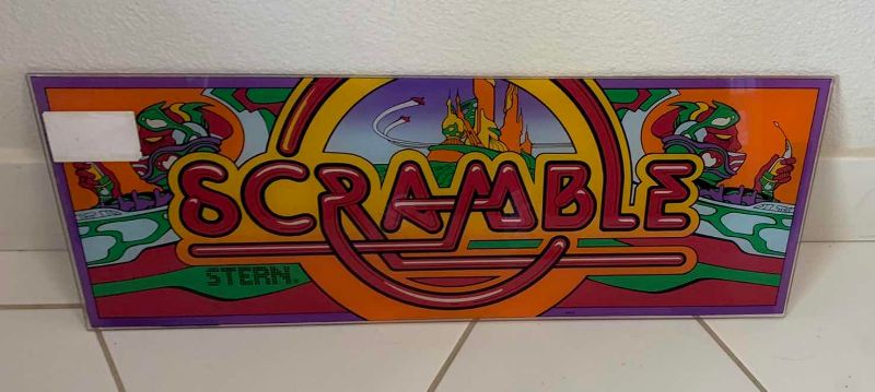 Photo 1 of "SCRAMBLE VIDEO GAME GLASS ARTWORK 23" X 9"